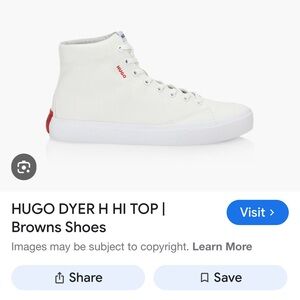 Hugo Dyer Hi Top men’s white canvas. Size 12. New in box.